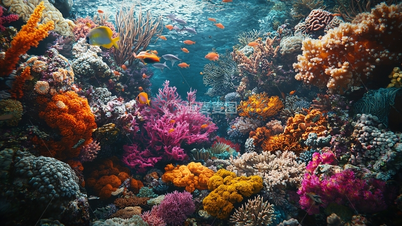 高清大图下载【趣麦麦图】五彩斑斓的海底珊瑚礁