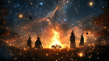 夜空下的巫师篝火聚会