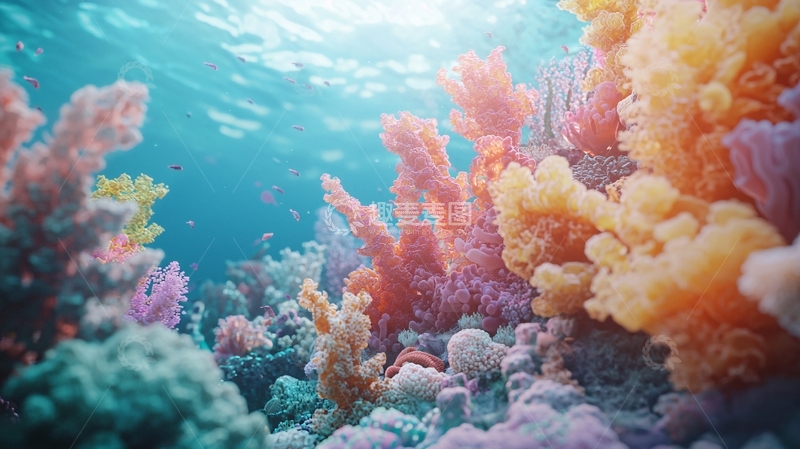 高清大图下载【趣麦麦图】海底珊瑚礁生态系统