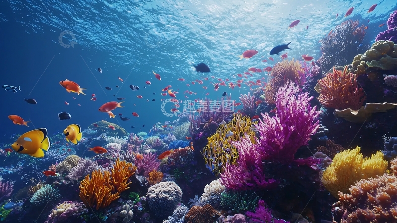 高清大图下载【趣麦麦图】海底珊瑚鱼群生态景观