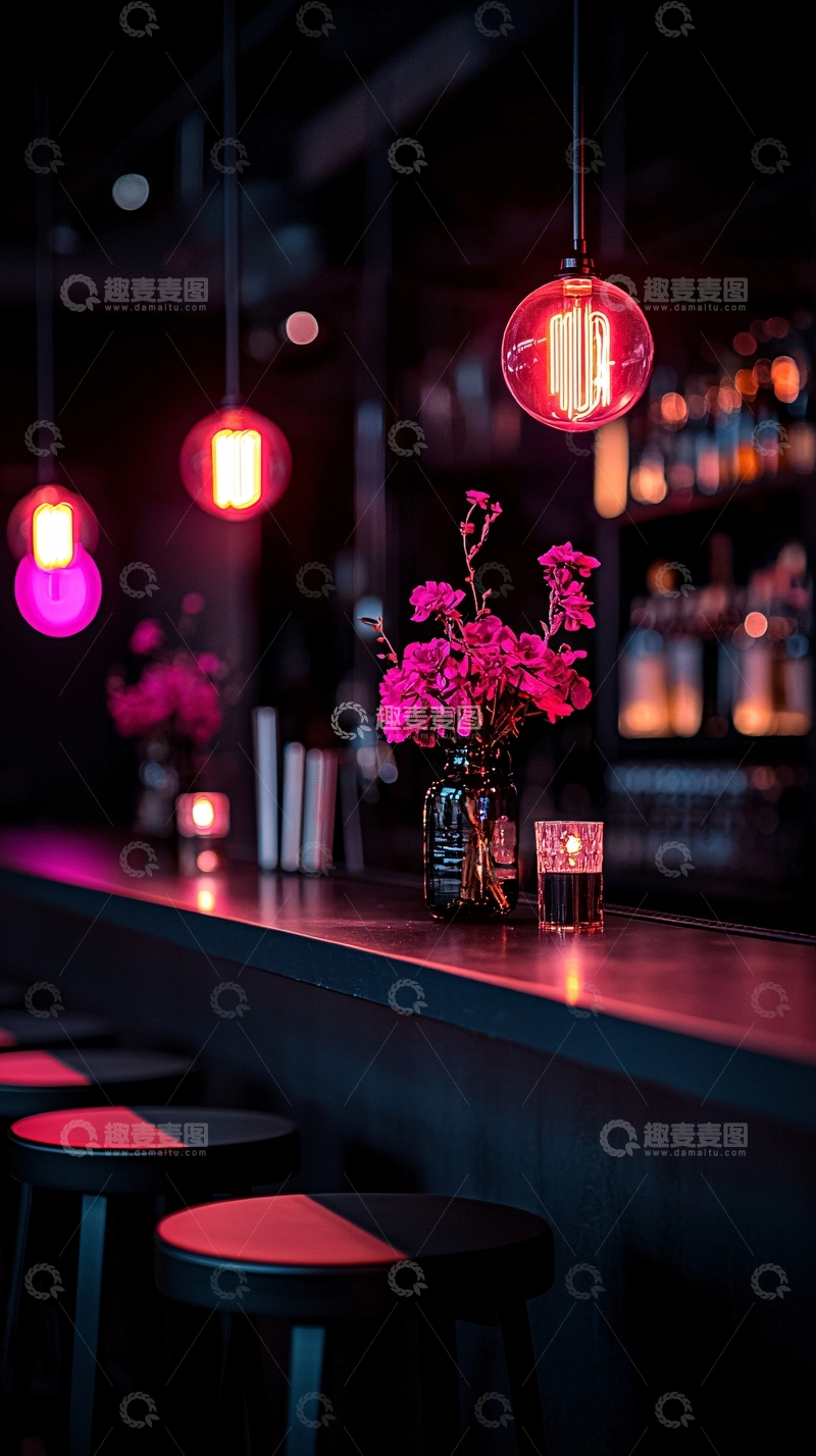 高清大图下载【趣麦麦图】酒吧吧台夜景灯光装饰