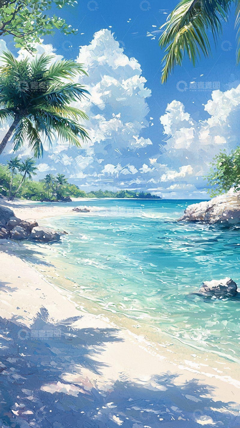 高清大图下载【趣麦麦图】热带海滩风景画