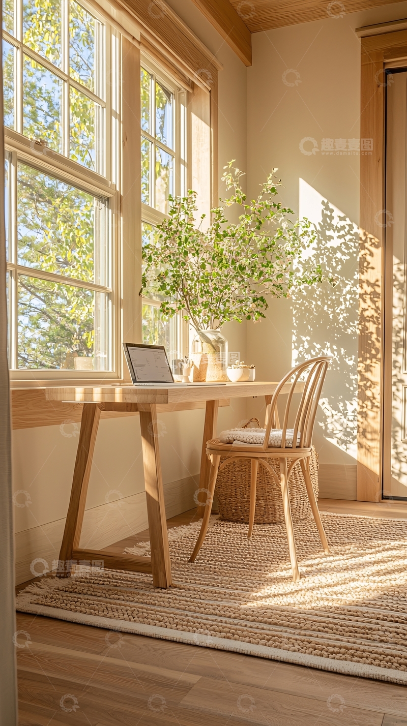 高清大图下载【趣麦麦图】阳光洒满温馨自然工作角落