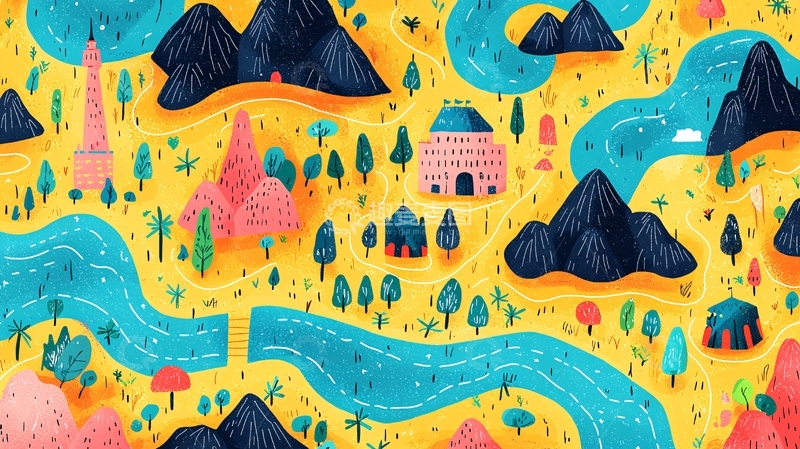 高清大图下载【趣麦麦图】手绘风格的旅行地图