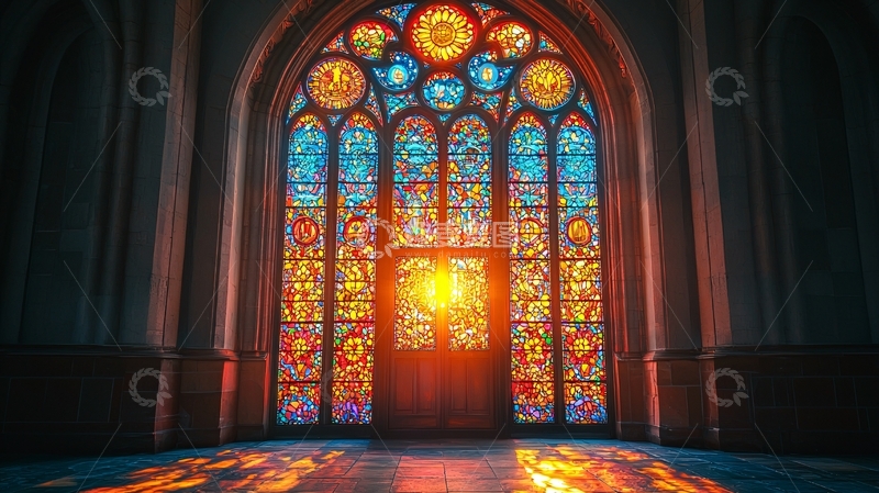 高清大图下载【趣麦麦图】彩绘玻璃艺术窗