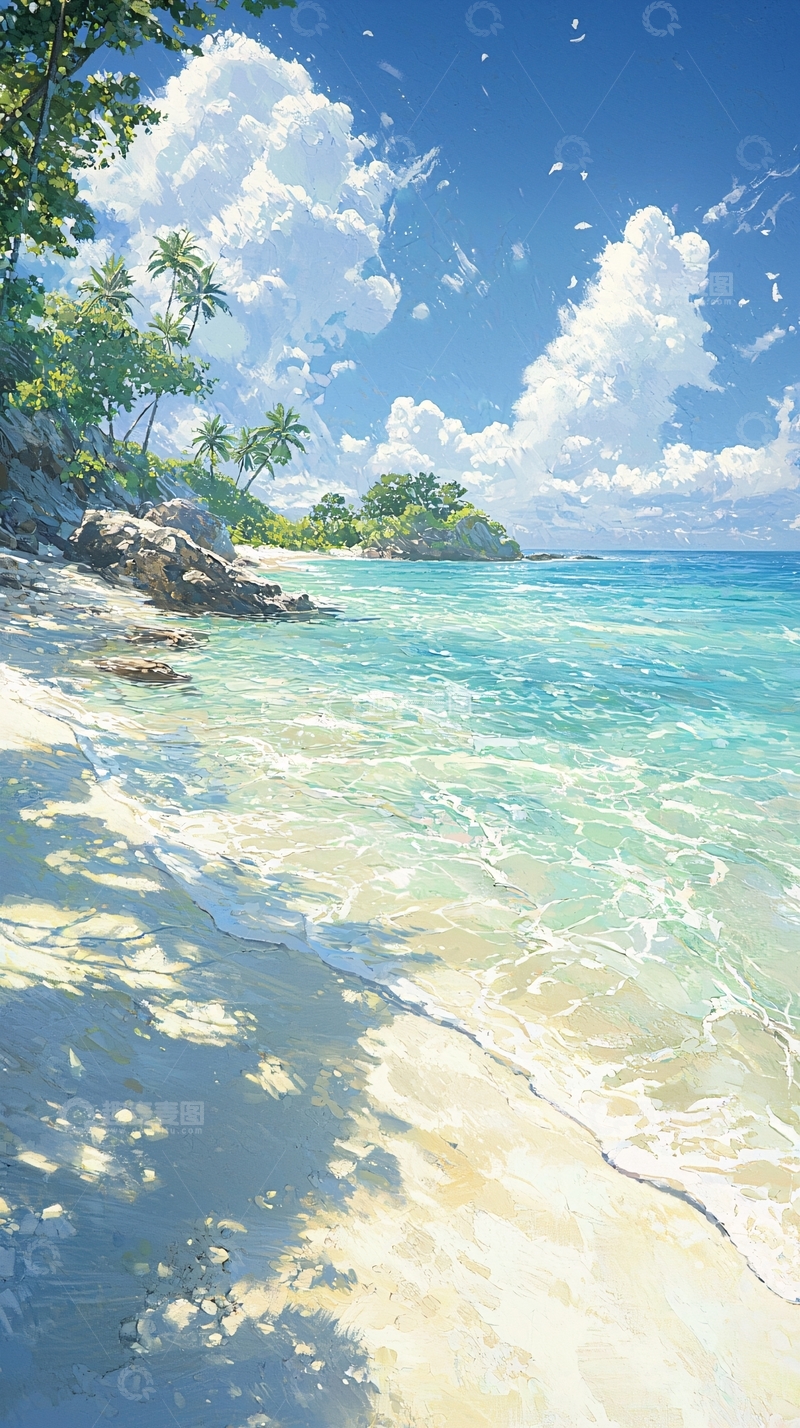 高清大图下载【趣麦麦图】热带海滩风景画