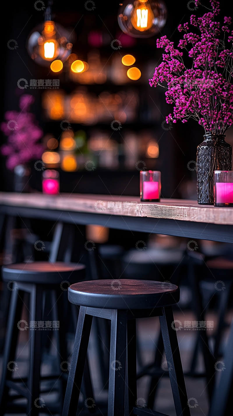 高清大图下载【趣麦麦图】酒吧吧台烛光晚餐氛围