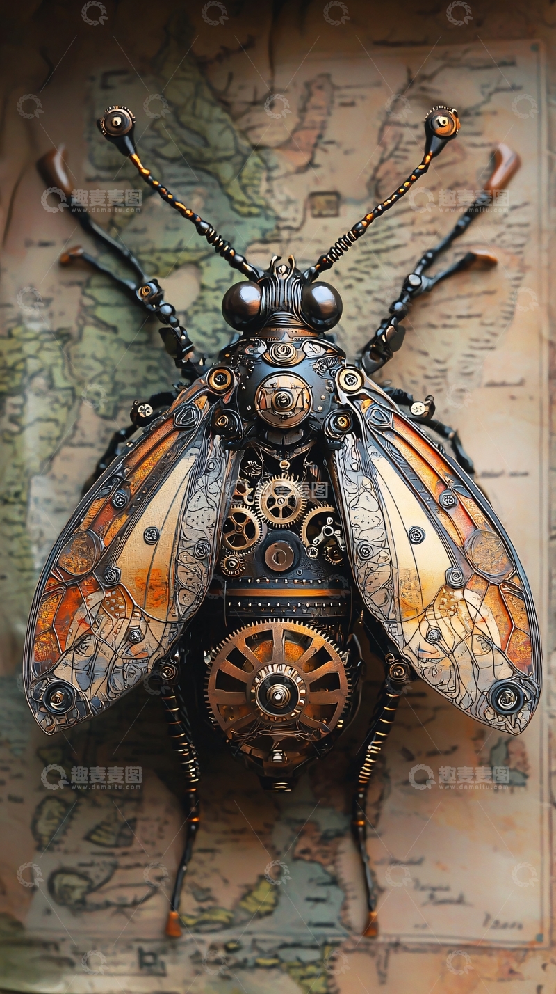 高清大图下载【趣麦麦图】蒸汽朋克风格的机械昆虫