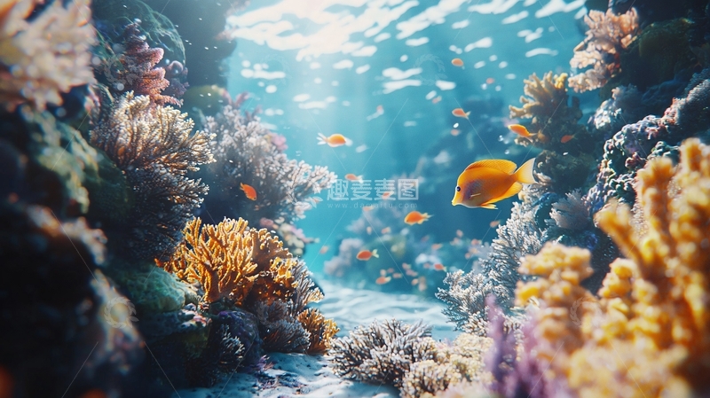高清大图下载【趣麦麦图】海底珊瑚礁与热带鱼