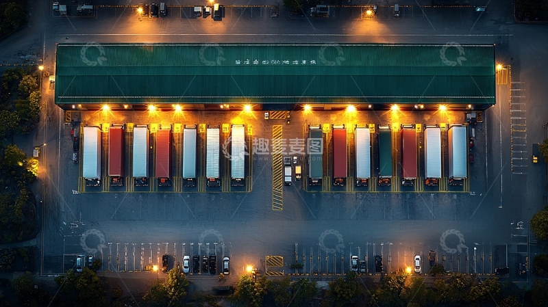 高清大图下载【趣麦麦图】冷链配送物流基地俯瞰图