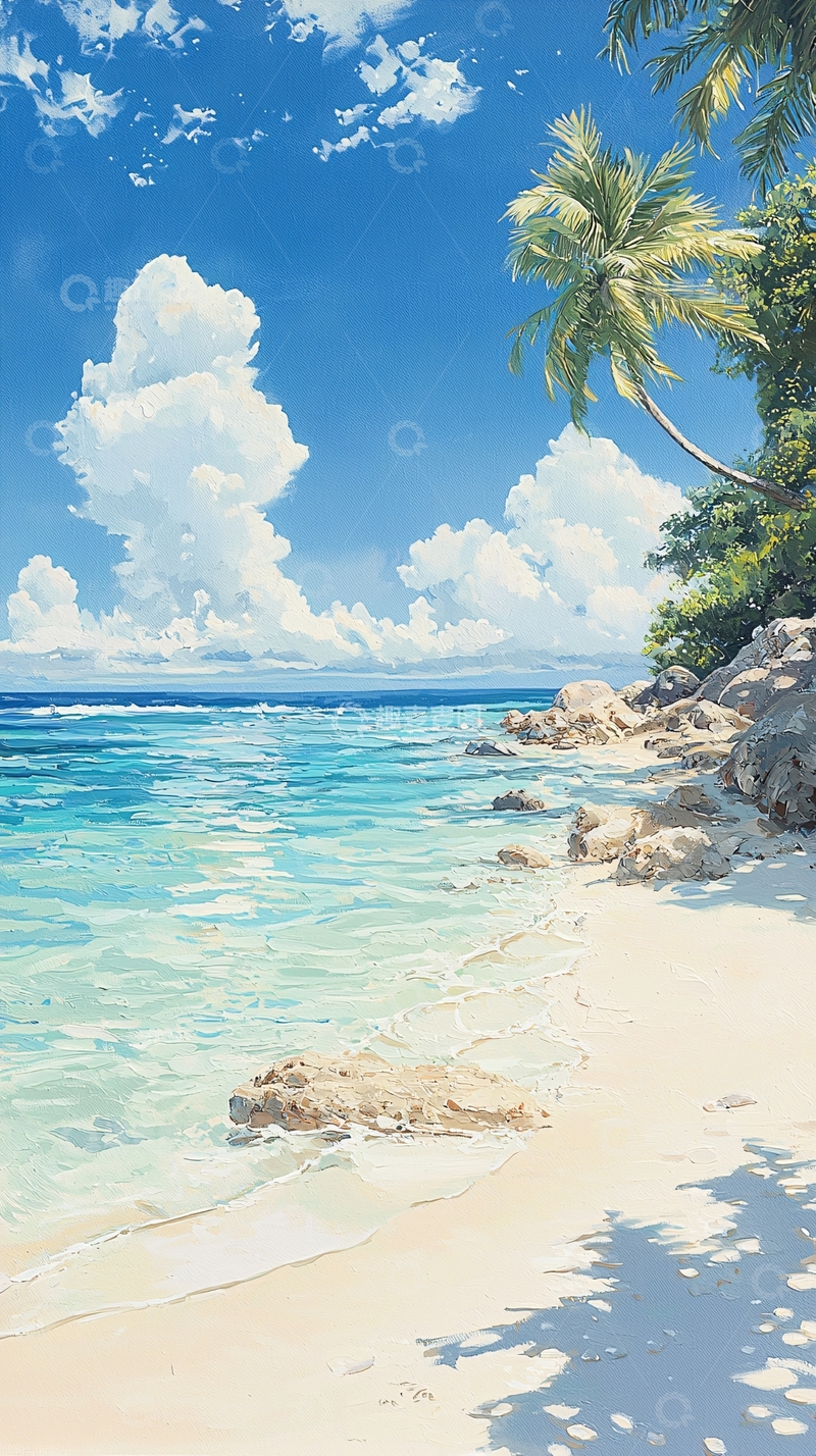 高清大图下载【趣麦麦图】热带海滩风景画