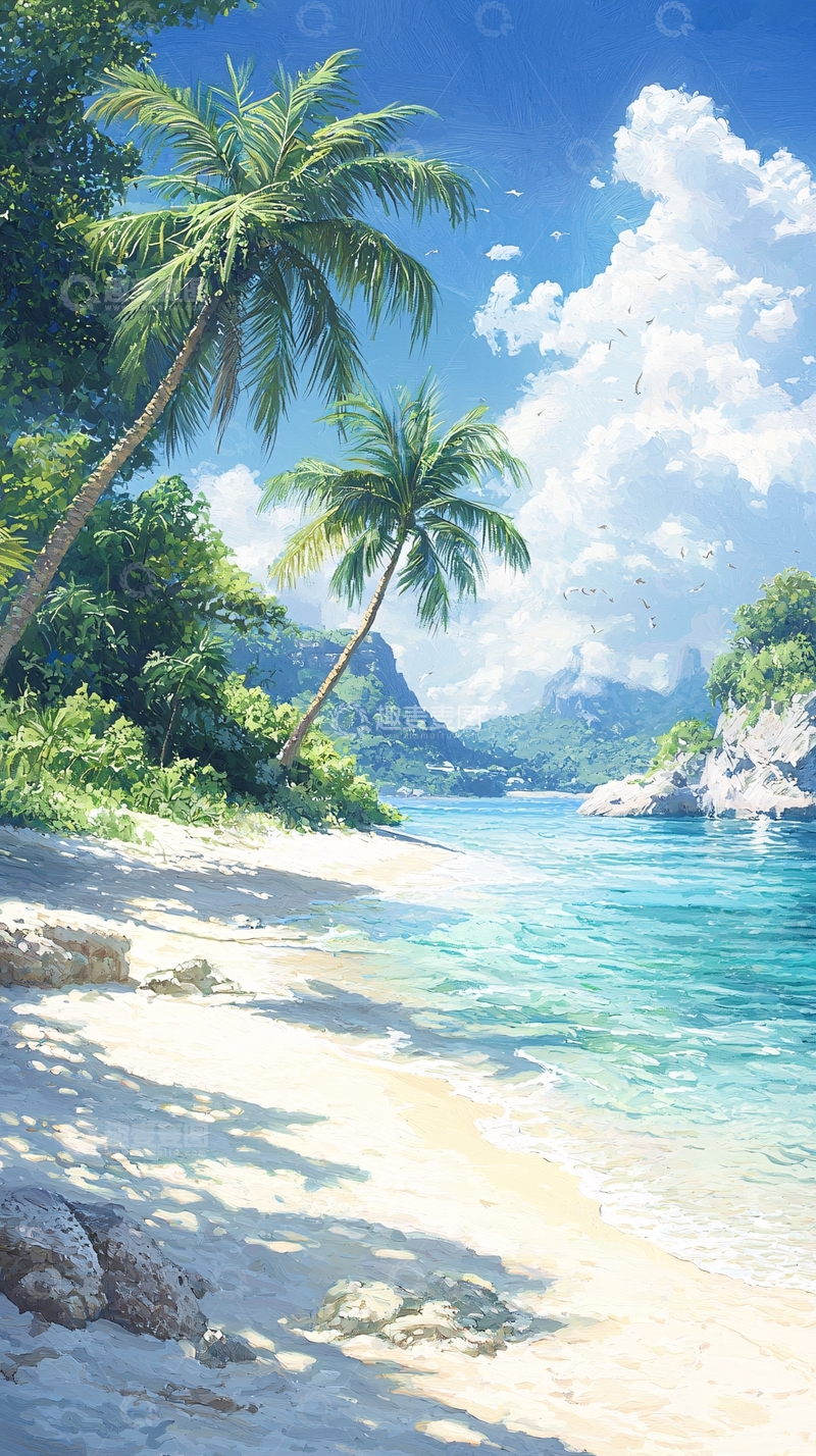 高清大图下载【趣麦麦图】热带海滩椰树风景