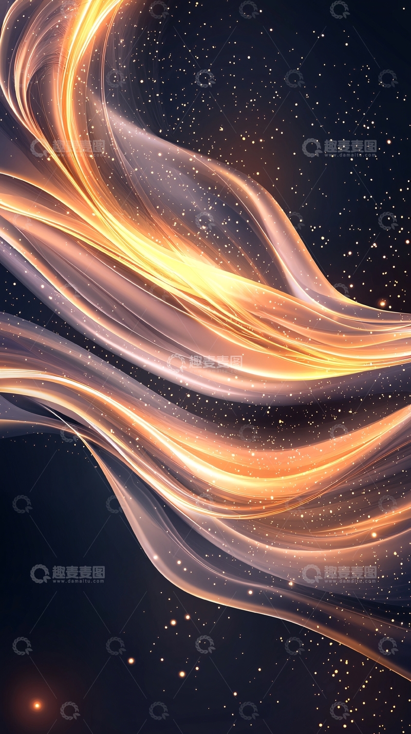 高清大图下载【趣麦麦图】金色光带星空背景