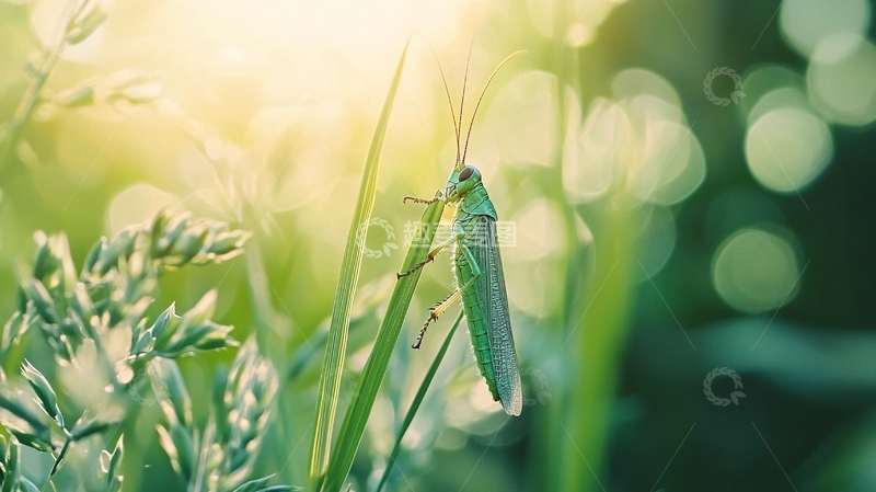 高清大图下载【趣麦麦图】绿色草地上的昆虫