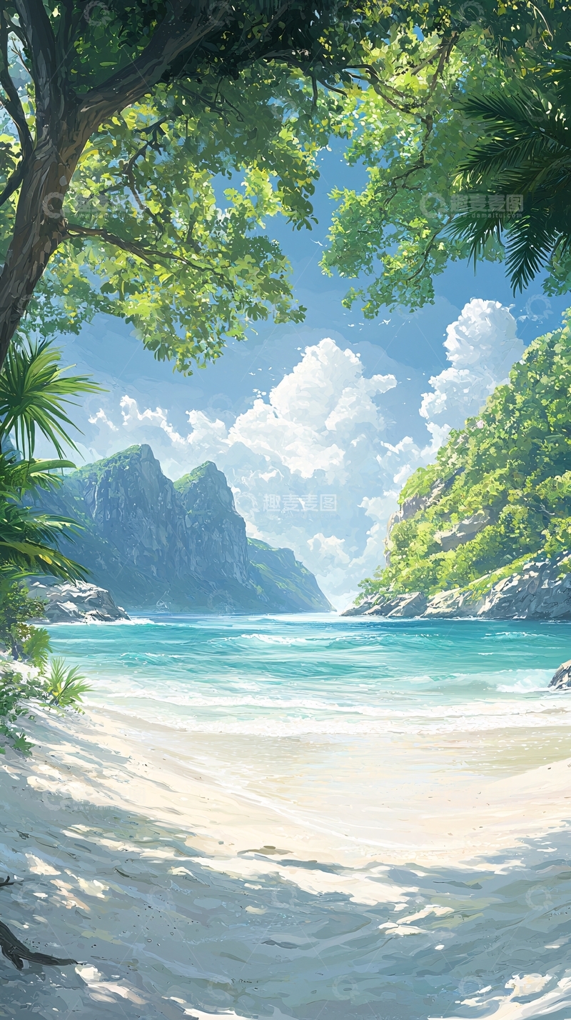 高清大图下载【趣麦麦图】热带海滩风景画