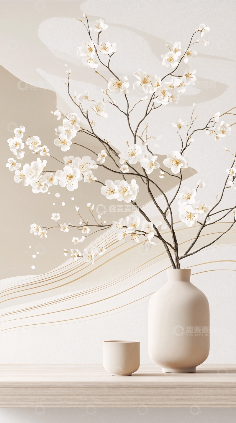 高清大图下载【趣麦麦图】简约花瓶插花艺术背景图