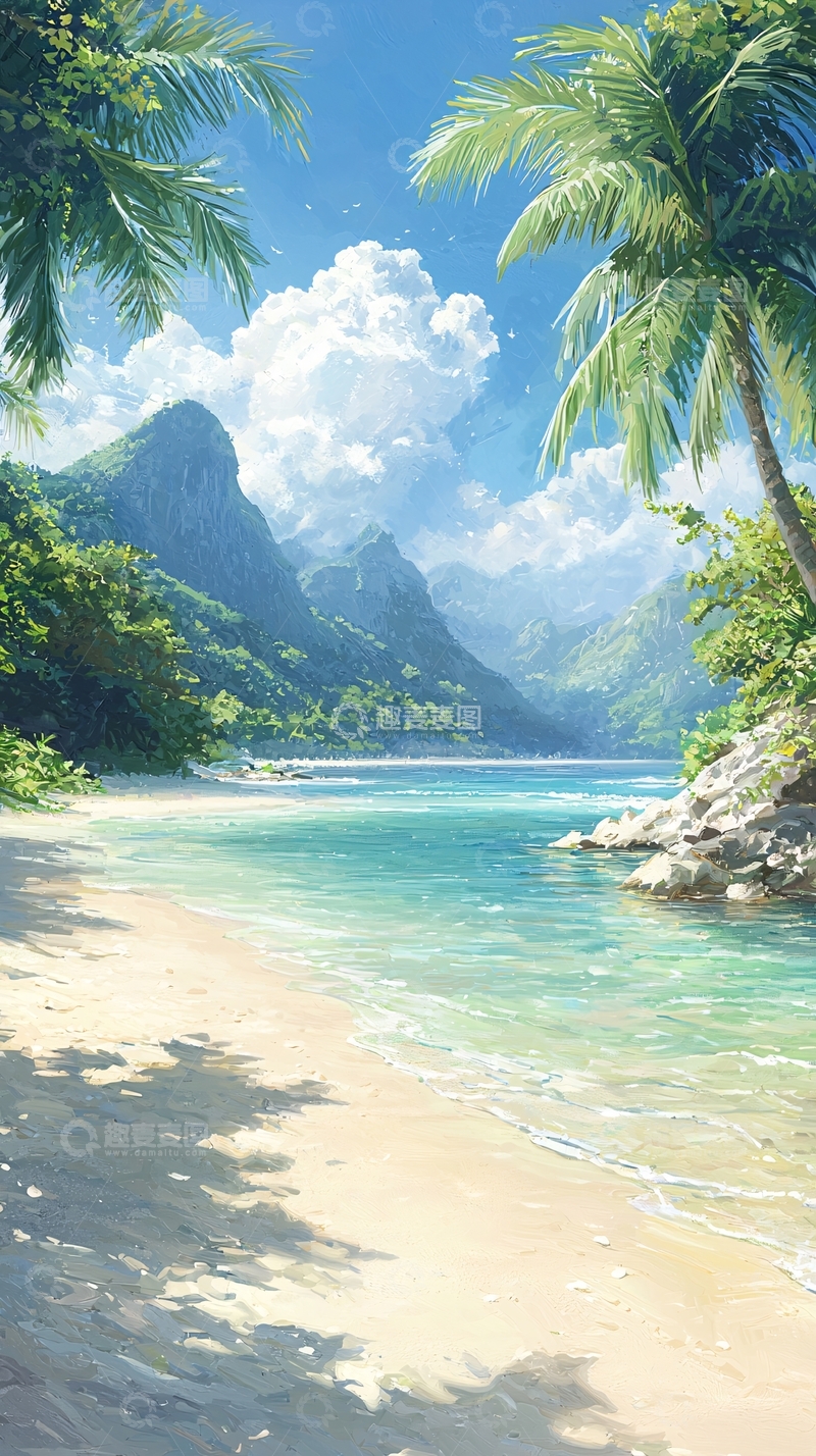 高清大图下载【趣麦麦图】热带海滩风景画