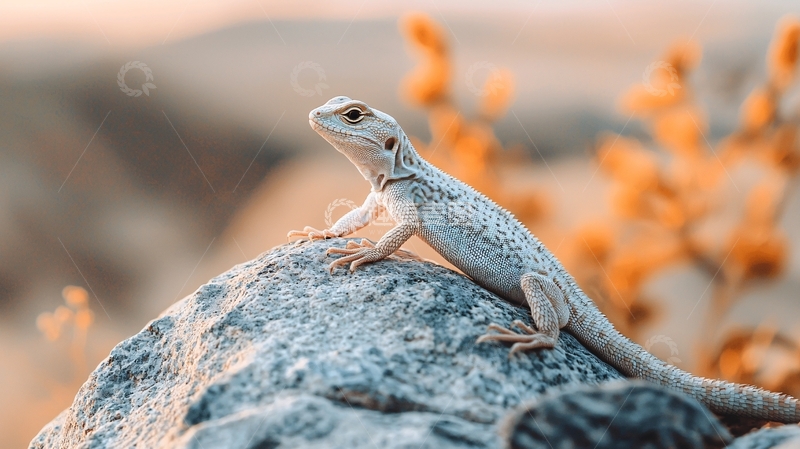 高清大图下载【趣麦麦图】沙漠蜥蜴在岩石上的特写