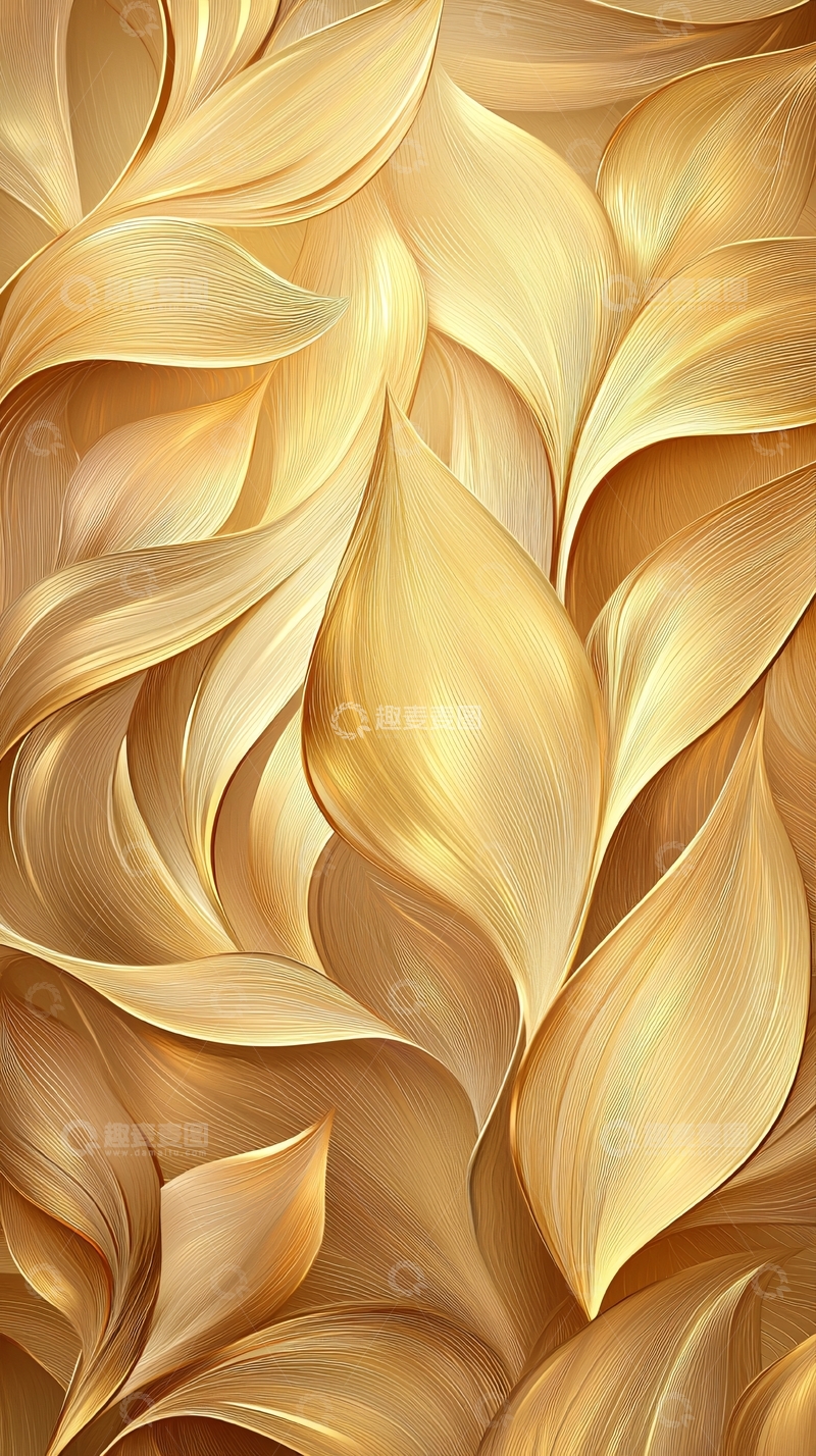 高清大图下载【趣麦麦图】金色抽象叶子纹理背景