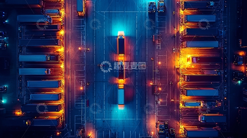 高清大图下载【趣麦麦图】无人运输车物流基地俯瞰图