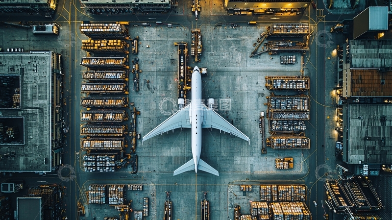 高清大图下载【趣麦麦图】机场物流配送中心俯瞰图