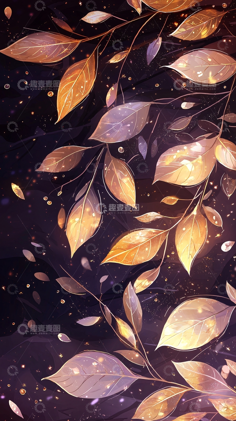 高清大图下载【趣麦麦图】秋叶飘落梦幻背景