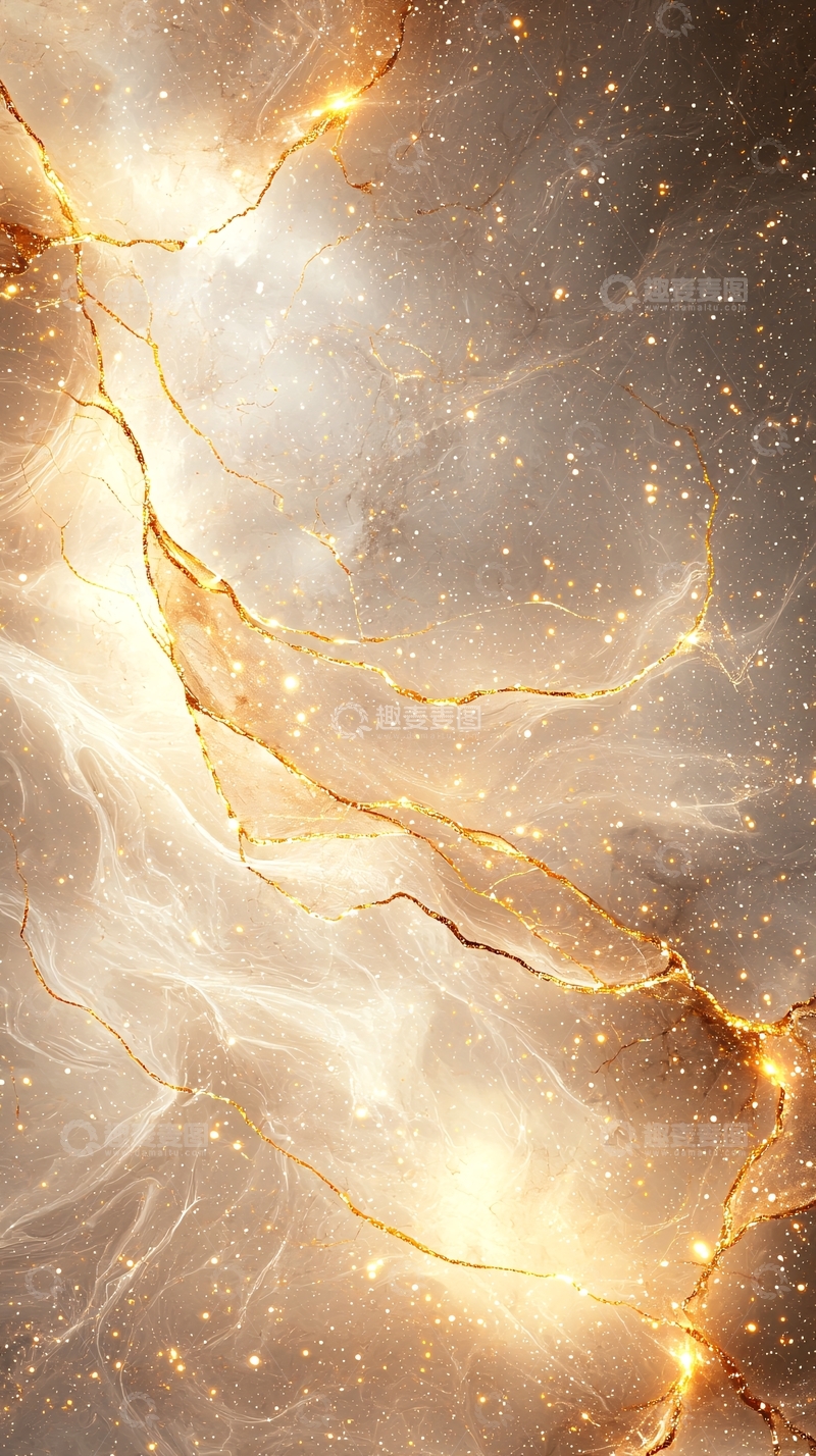 高清大图下载【趣麦麦图】金色裂纹星空背景图