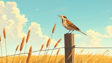 田野上的鸟与麦穗