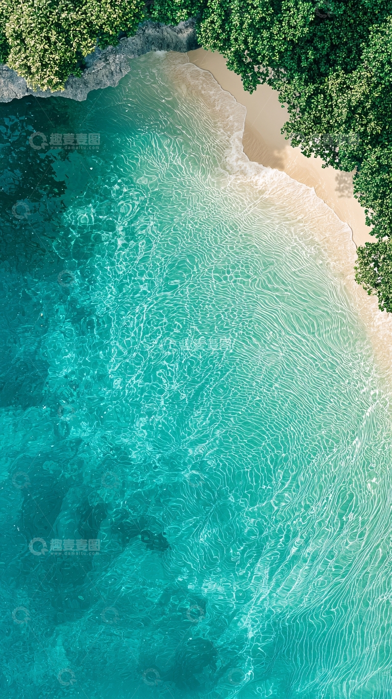 高清大图下载【趣麦麦图】碧海蓝天沙滩俯瞰图