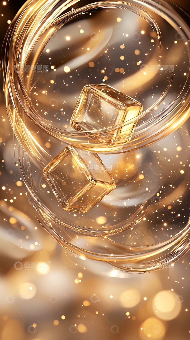 高清大图下载【趣麦麦图】金色冰块与光晕背景