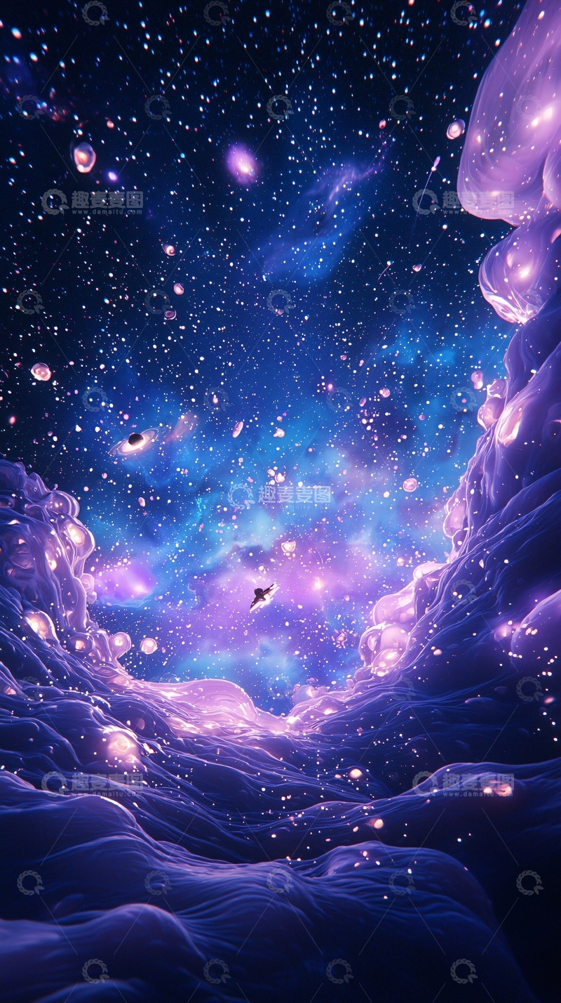 高清大图下载【趣麦麦图】梦幻星空与流光瀑布