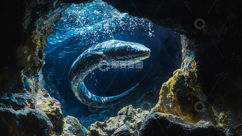 高清大图下载【趣麦麦图】深海鳗鱼洞穴探险