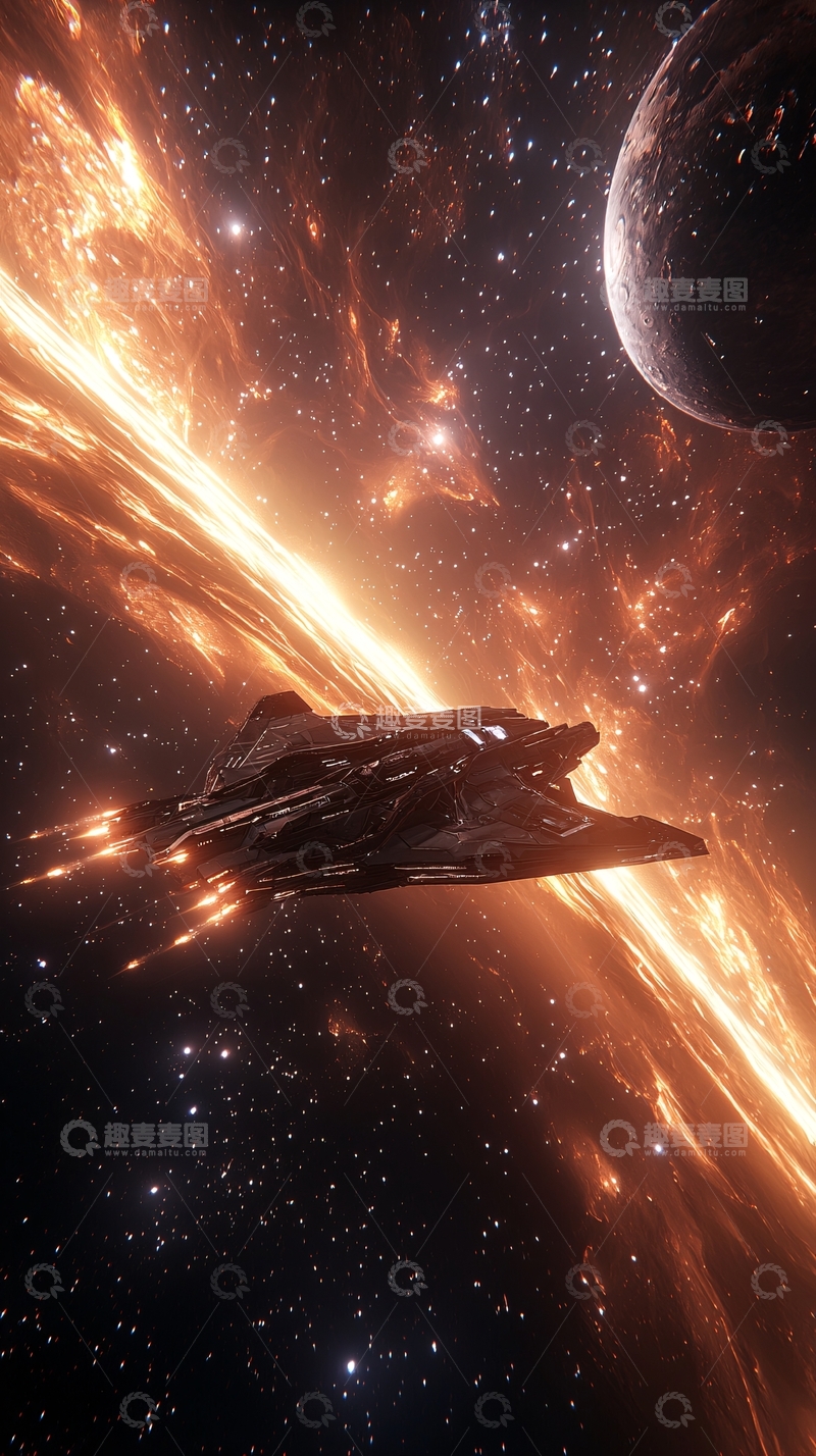 高清大图下载【趣麦麦图】星际飞船穿越星云