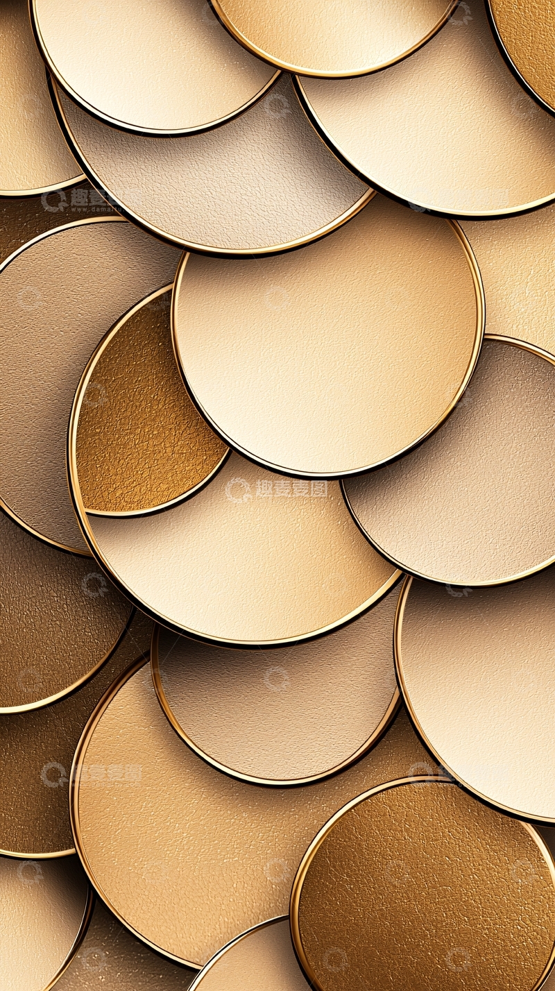 高清大图下载【趣麦麦图】金色圆形拼接背景素材