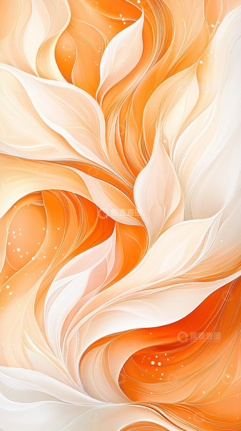 高清大图下载【趣麦麦图】橙色抽象花卉艺术背景