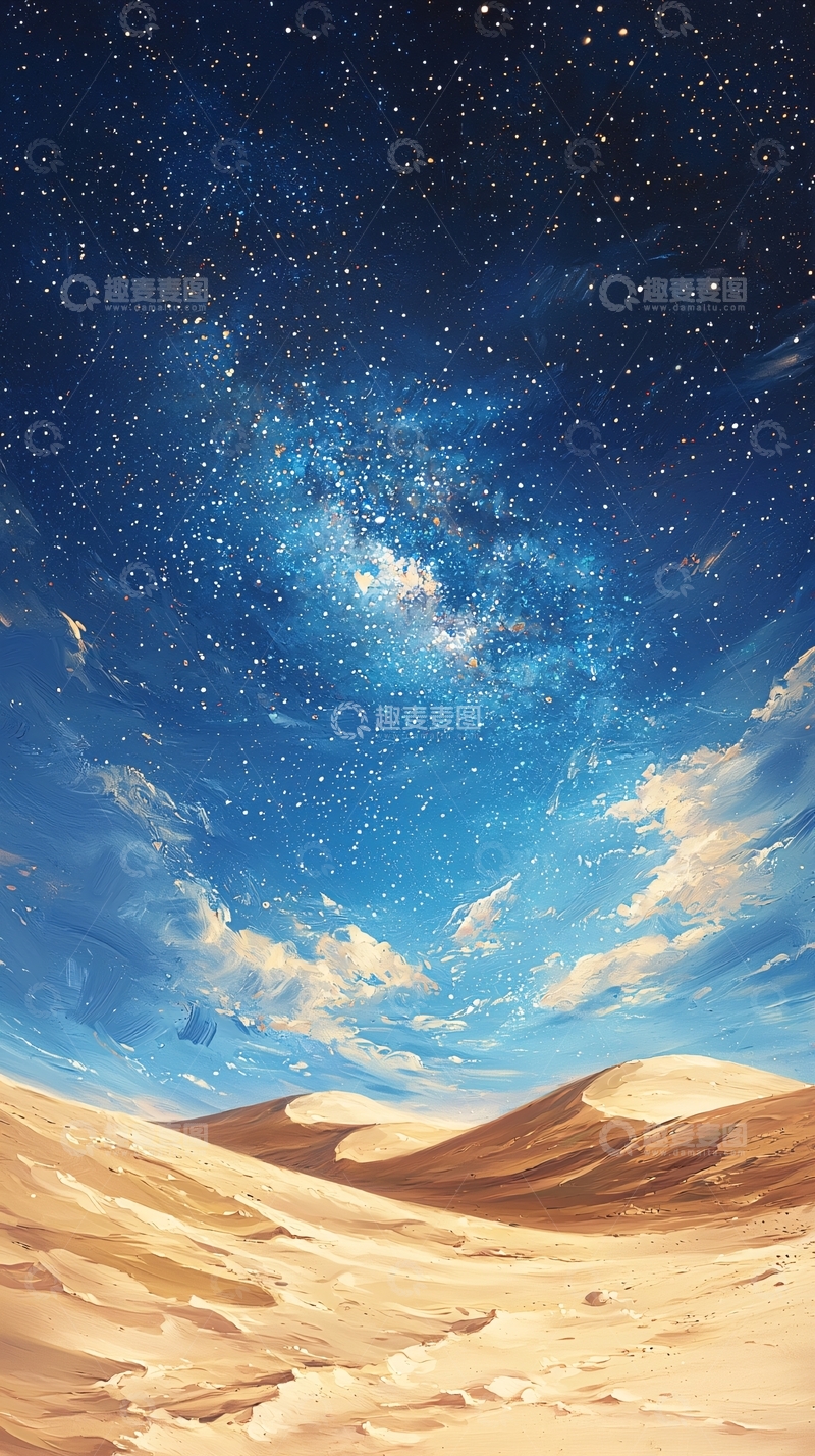 高清大图下载【趣麦麦图】沙漠星空夜景