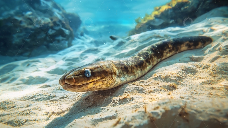 高清大图下载【趣麦麦图】深海鳗鱼海底特写