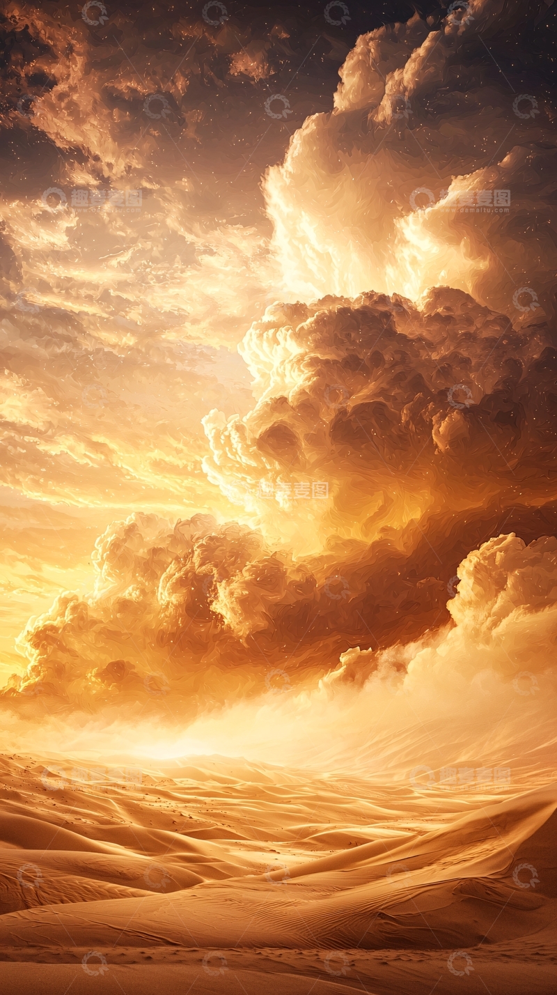 高清大图下载【趣麦麦图】沙漠风暴与云层