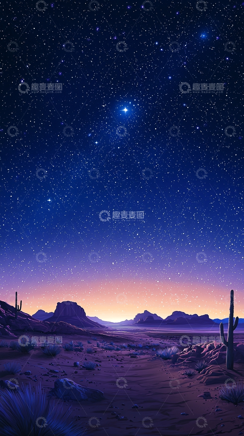 高清大图下载【趣麦麦图】沙漠星空夜景