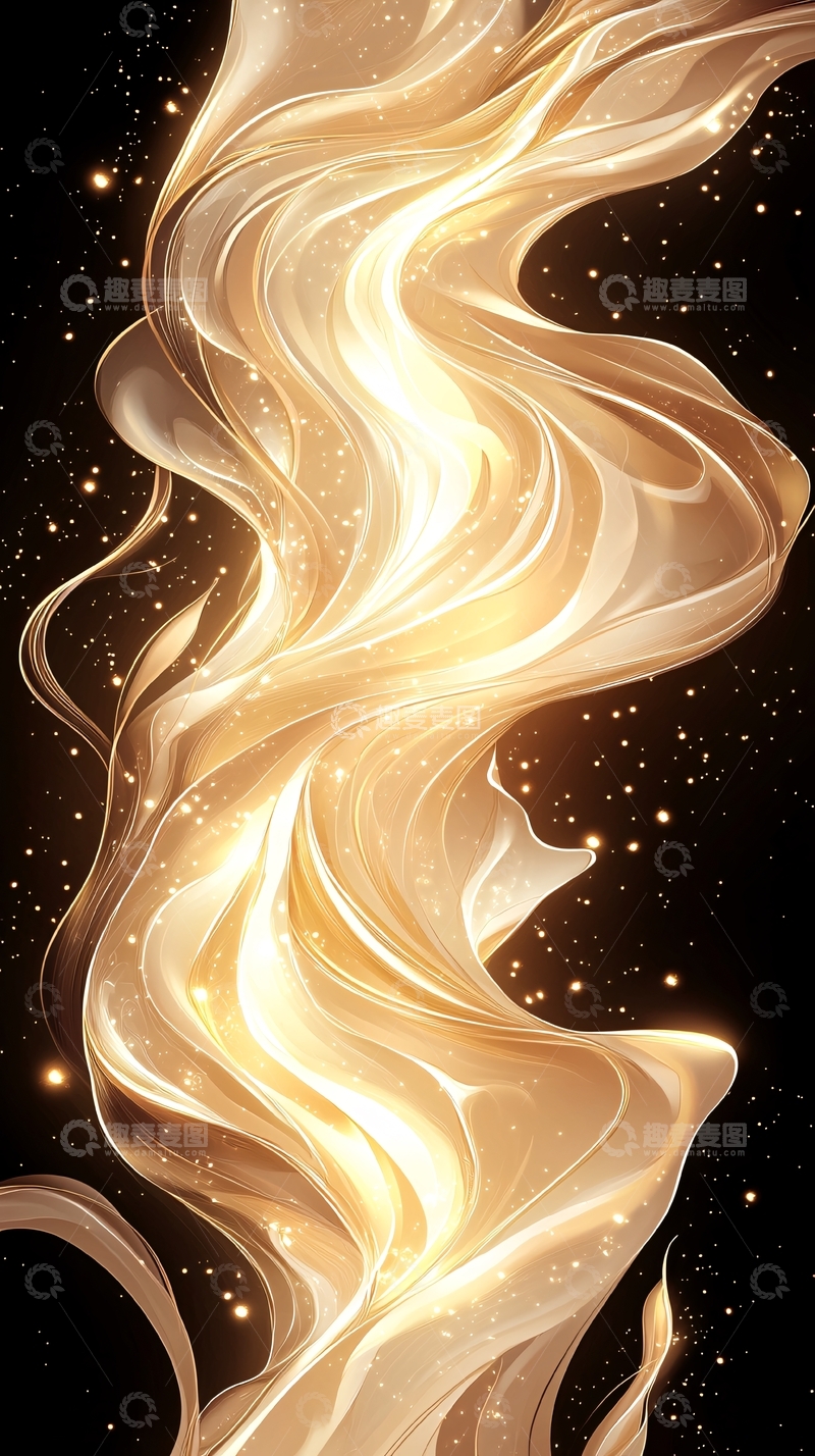 高清大图下载【趣麦麦图】金色波浪星空背景