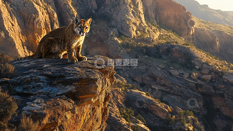 高清大图下载【趣麦麦图】山岩上的美洲狮