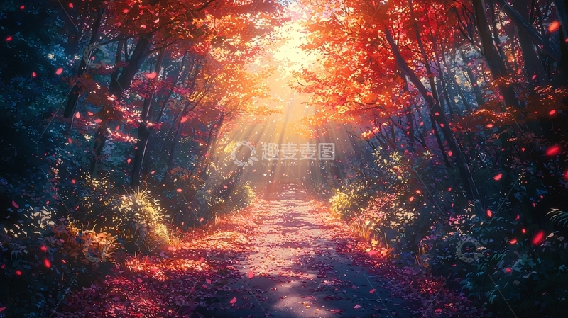 高清大图下载【趣麦麦图】秋日森林小径131