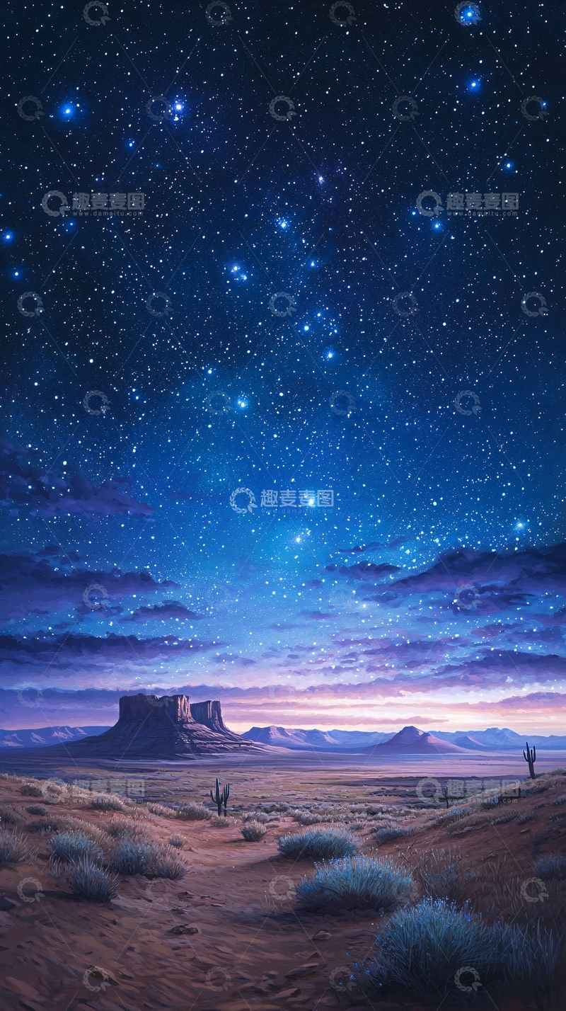高清大图下载【趣麦麦图】夜空下的沙漠美景
