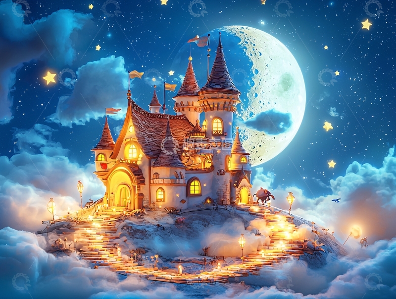 高清大图下载【趣麦麦图】梦幻城堡夜景