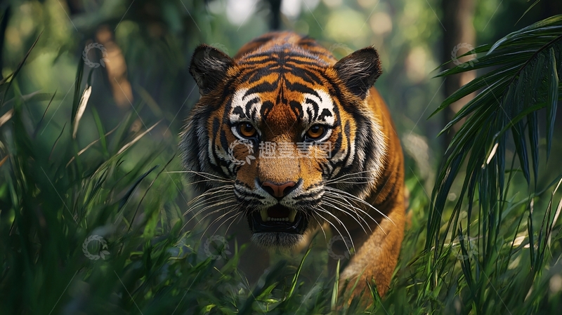 高清大图下载【趣麦麦图】丛林中的老虎