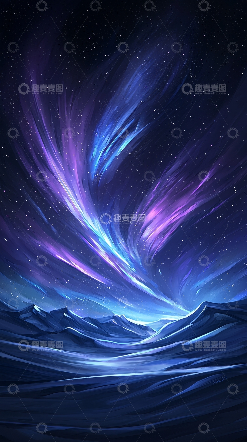 高清大图下载【趣麦麦图】梦幻星空下的山峦