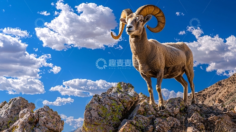 高清大图下载【趣麦麦图】山羊在岩石上的自然风光