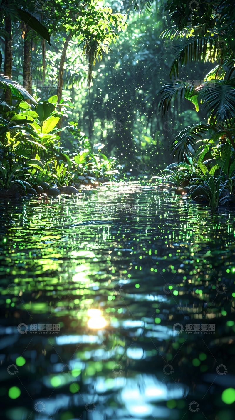 高清大图下载【趣麦麦图】热带雨林中的小溪