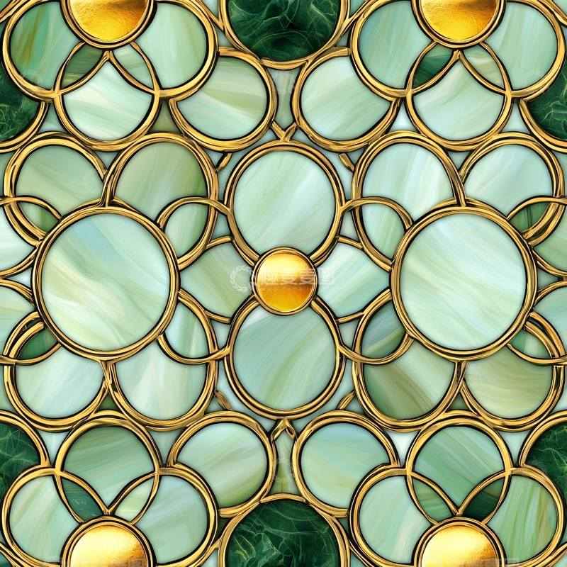 高清大图下载【趣麦麦图】绿色大理石圆环拼接背景