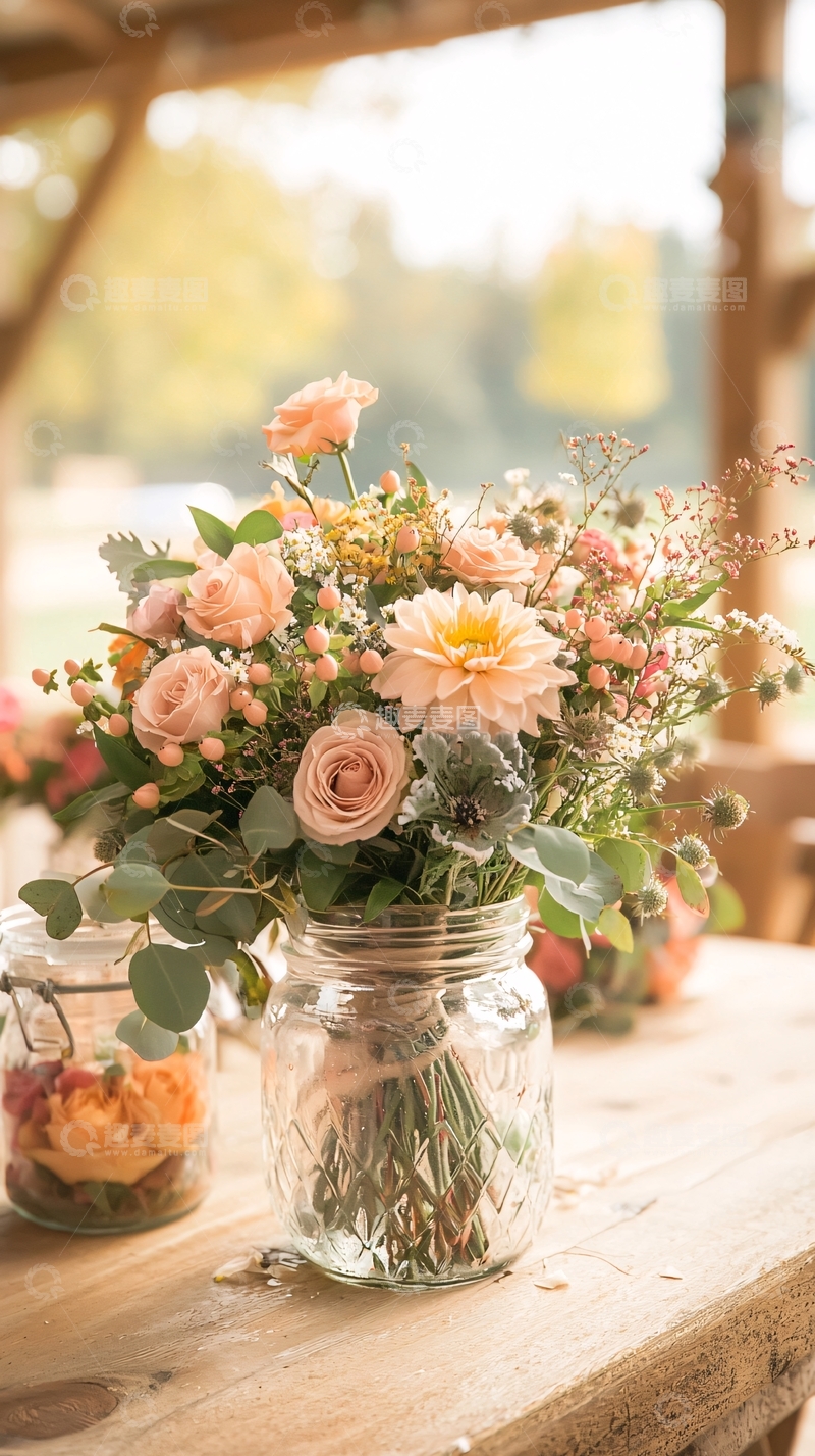 高清大图下载【趣麦麦图】清新自然花束装饰摆拍背景